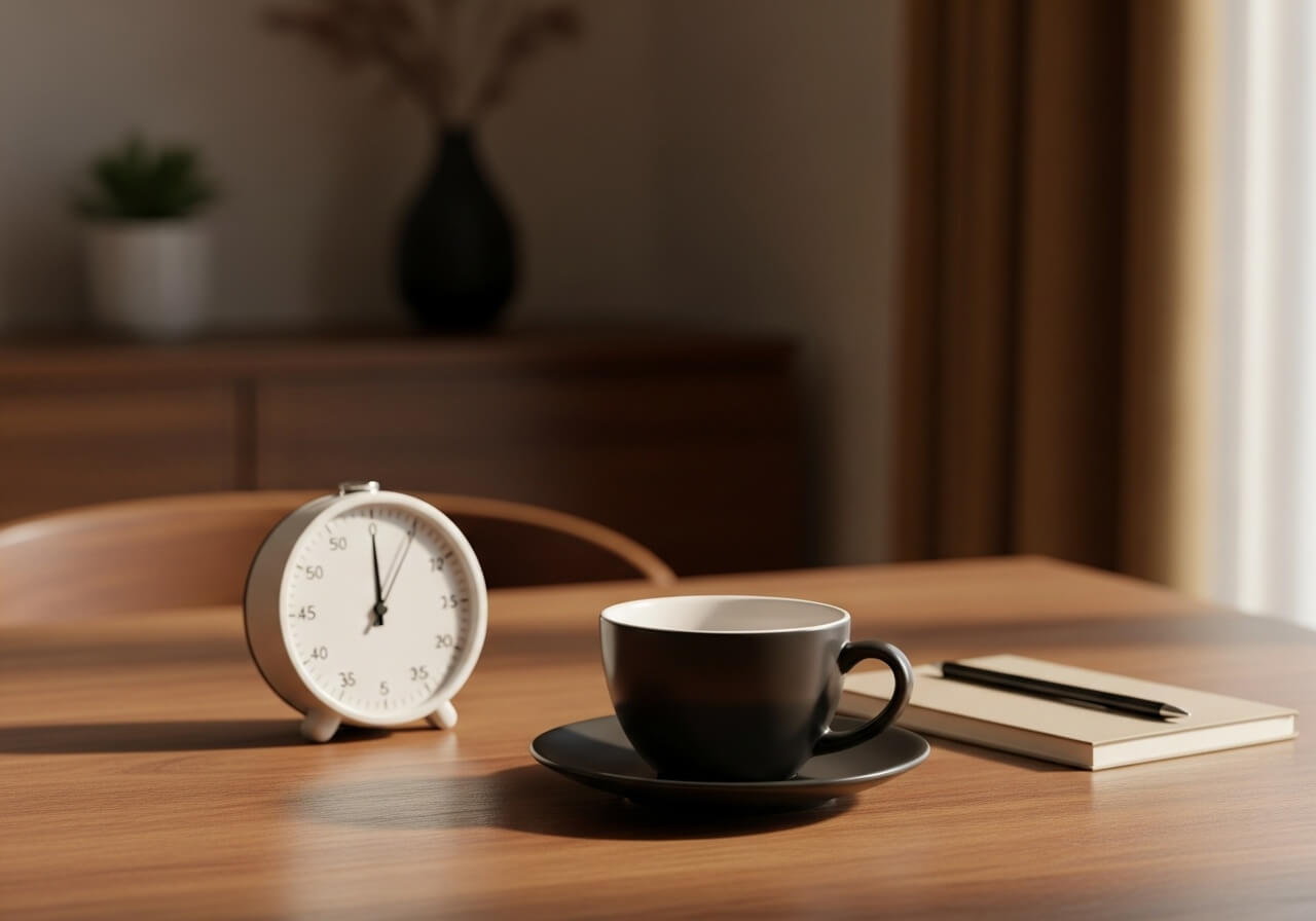 Show caffeine intake as a real-world trigger for metabolic stimulation without dramatizing it — caffeine effect on metabolism