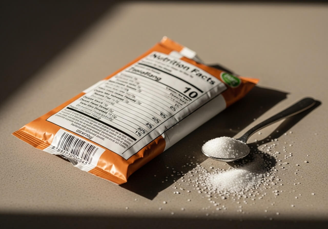 Show the important label cues for evaluating calorie efficiency — nutrient density per calorie