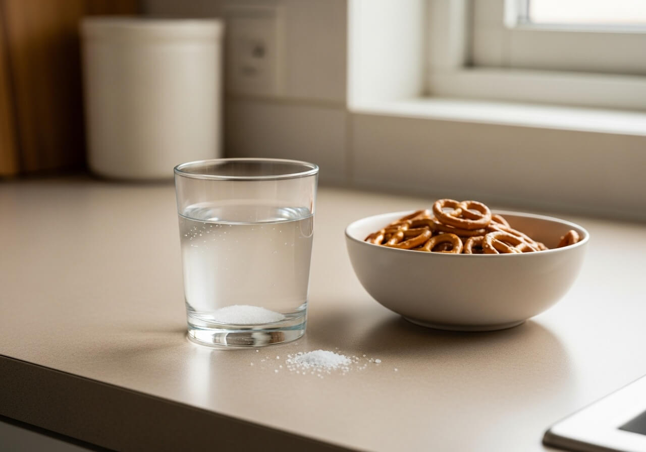 Show sodium-containing rehydration after heavy sweating instead of plain water alone — post workout meal components