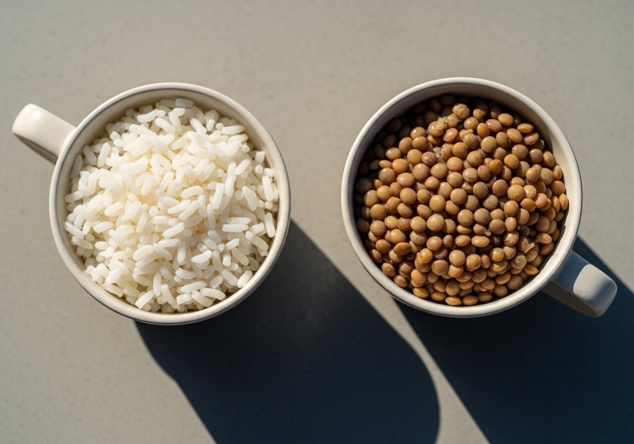 Show the contrast between fiber-rich and refined carbohydrate choices affecting insulin demand — insulin index foods