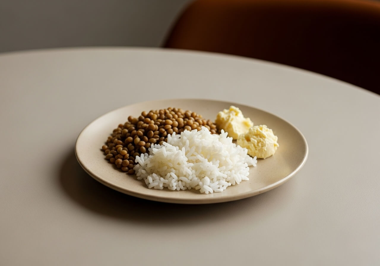 Show a lower-impact pairing that slows digestion and moderates insulin response — insulin index foods